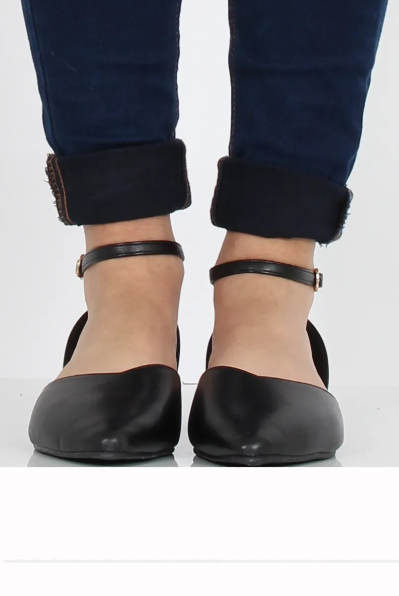 - Kelsa Customer satisfaction Black Flat Shoes PU Exceptional value Pointed
