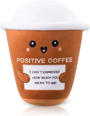 12 Inch Coffee Cup Plush Positive Gifts Kawaii Stuffed Animal Pillow Collectible Soft Stuffed Coffee Lover Gifts for Women