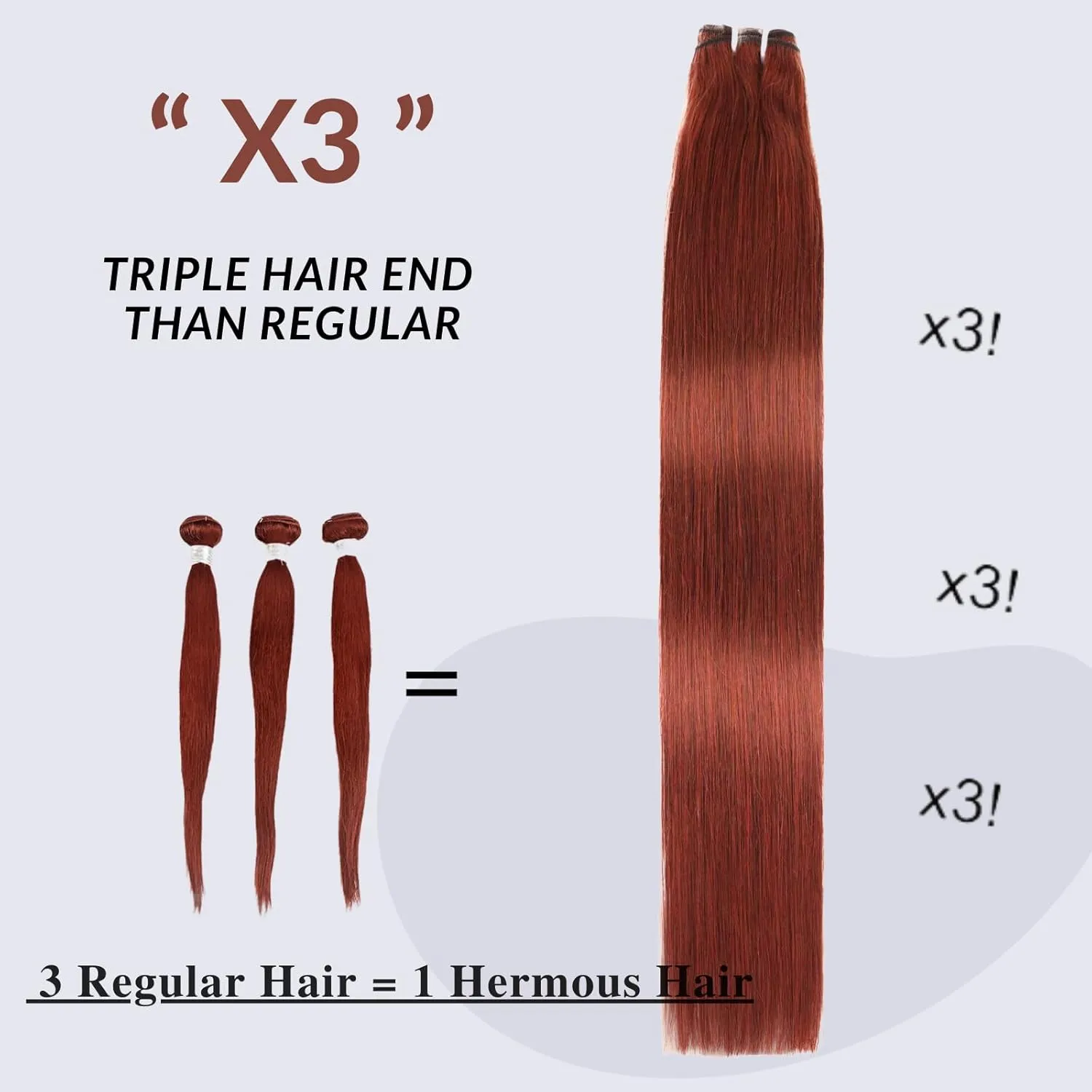 12A Double Drawn Reddish Brown Bundles Human Hair, Soft and Fullness Copper Red Color 100% Raw Remy Hair Weave Auburn Brown 33B Colored Single Straight Bundle 10 Inch Sew In
