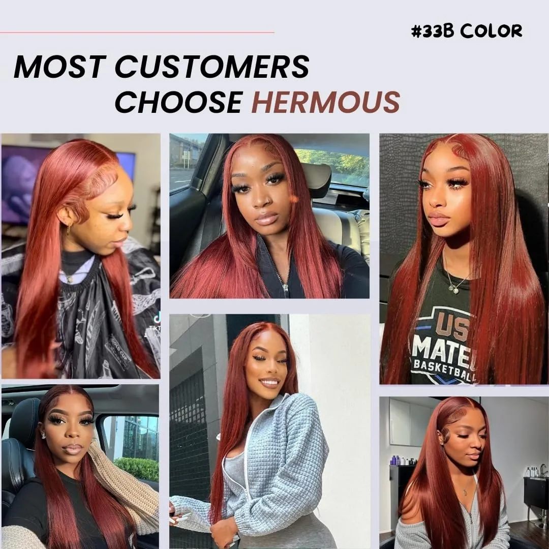 12A Double Drawn Reddish Brown Bundles Human Hair, Soft and Fullness Copper Red Color 100% Raw Remy Hair Weave Auburn Brown 33B Colored Single Straight Bundle 10 Inch Sew In