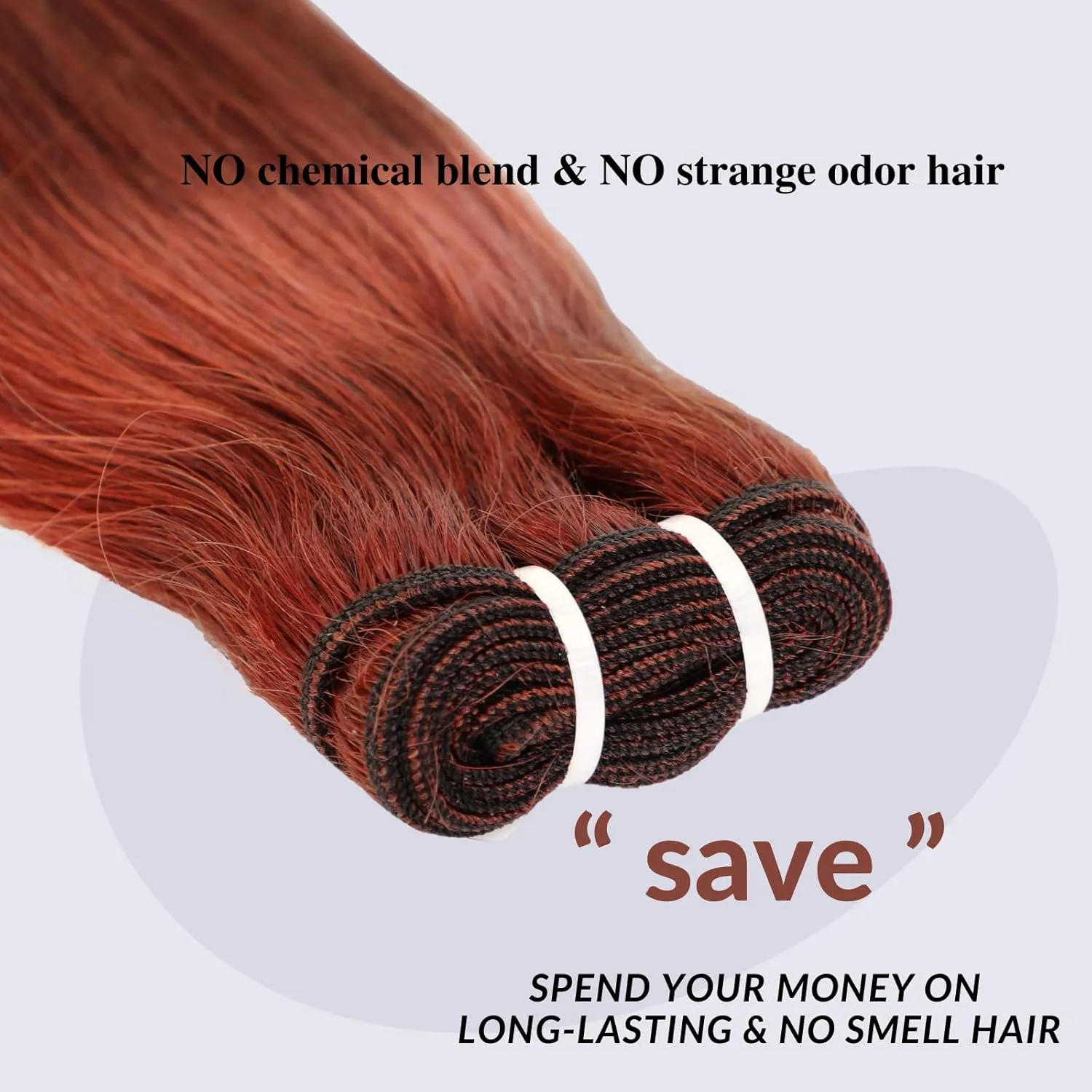 12A Double Drawn Reddish Brown Bundles Human Hair, Soft and Fullness Copper Red Color 100% Raw Remy Hair Weave Auburn Brown 33B Colored Single Straight Bundle 10 Inch Sew In