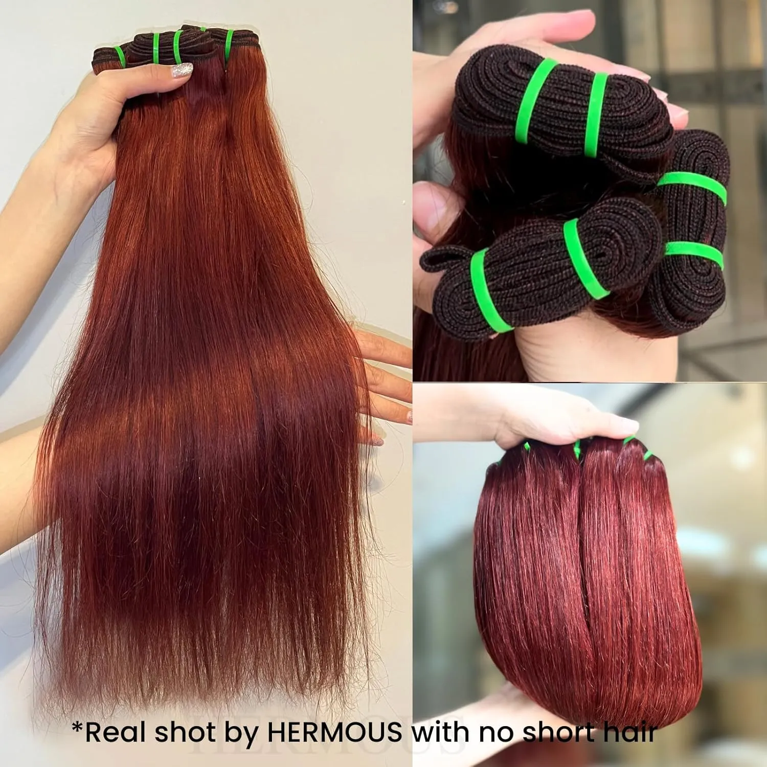 12A Double Drawn Reddish Brown Bundles Human Hair, Soft and Fullness Copper Red Color 100% Raw Remy Hair Weave Auburn Brown 33B Colored Single Straight Bundle 10 Inch Sew In