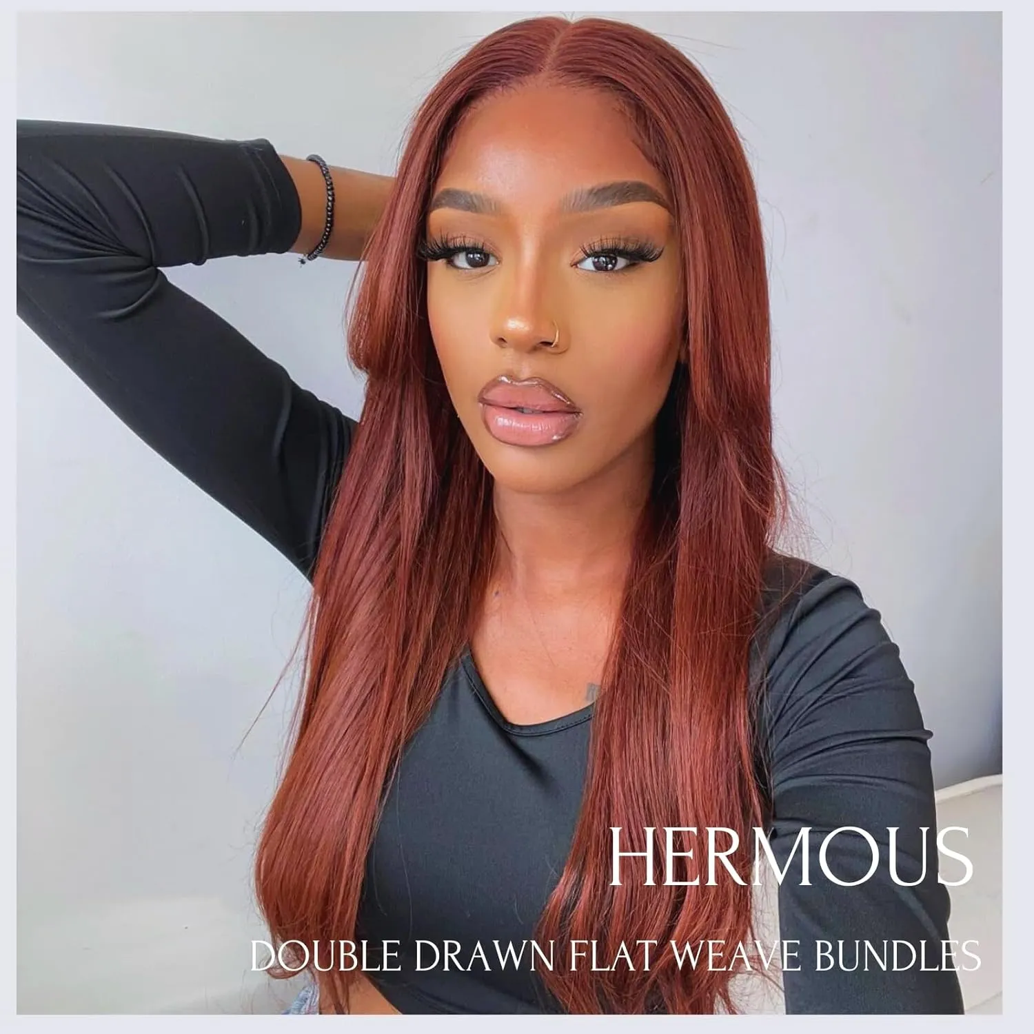 12A Double Drawn Reddish Brown Bundles Human Hair, Soft and Fullness Copper Red Color 100% Raw Remy Hair Weave Auburn Brown 33B Colored Single Straight Bundle 10 Inch Sew In