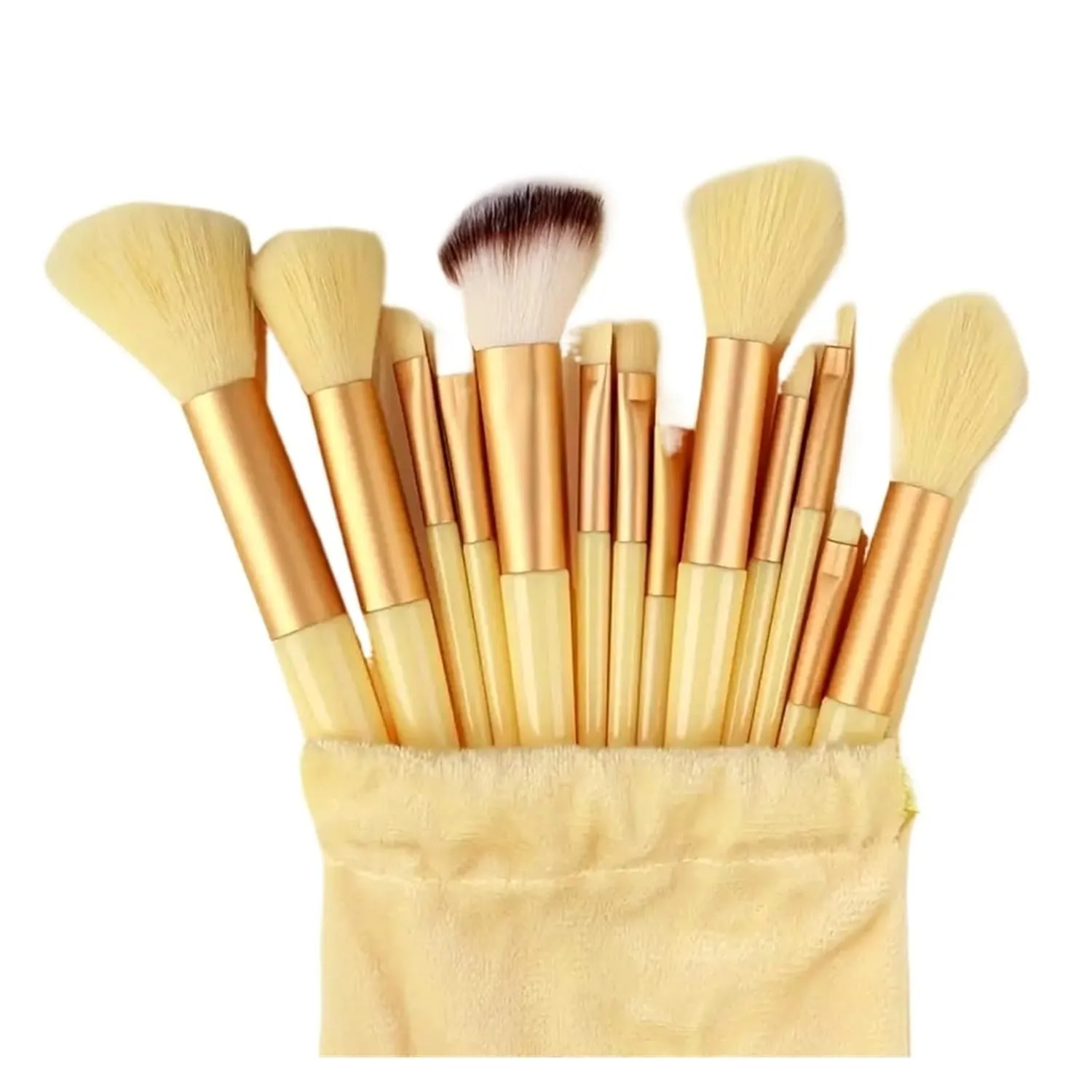 13Pcs Makeup Brushes Set Soft Fluffy Eye Shadow Highlighter Concealers Brush Blush Loose Powder Brush Blending Women Beauty Tool(Yellow with bag)