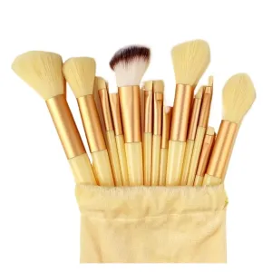 13Pcs Makeup Brushes Set Soft Fluffy Eye Shadow Highlighter Concealers Brush Blush Loose Powder Brush Blending Women Beauty Tool(Yellow with bag)