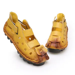 2017 Summer New Soft Bottom Flat Genuine Leather Women Shoes