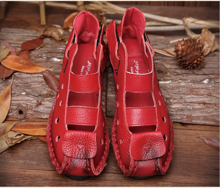 2017 Summer New Soft Bottom Flat Genuine Leather Women Shoes