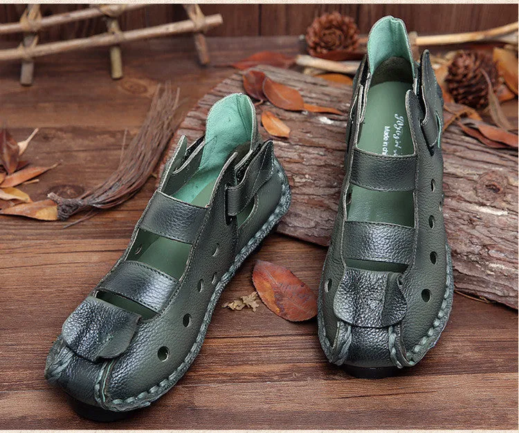 2017 Summer New Soft Bottom Flat Genuine Leather Women Shoes