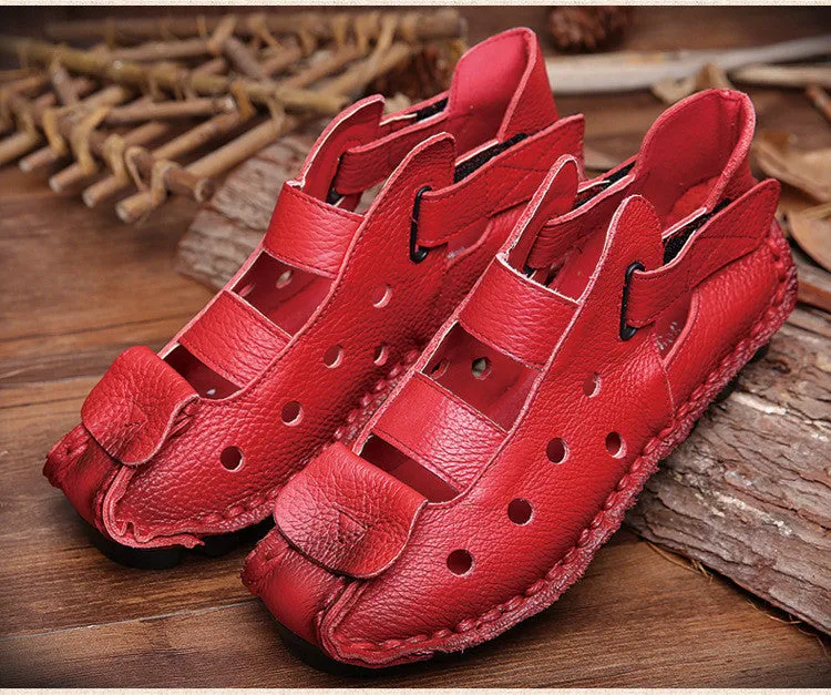 2017 Summer New Soft Bottom Flat Genuine Leather Women Shoes