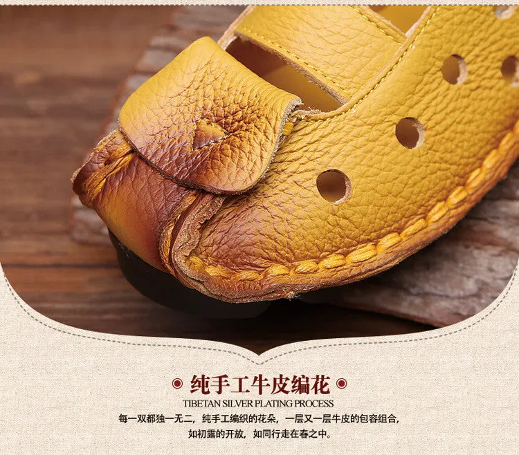 2017 Summer New Soft Bottom Flat Genuine Leather Women Shoes