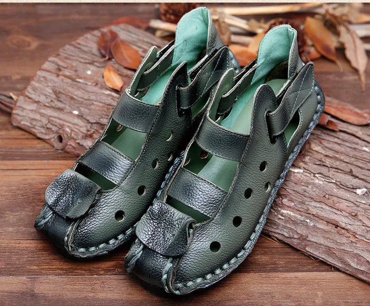 2017 Summer New Soft Bottom Flat Genuine Leather Women Shoes