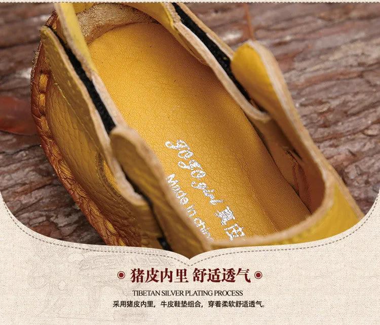 2017 Summer New Soft Bottom Flat Genuine Leather Women Shoes