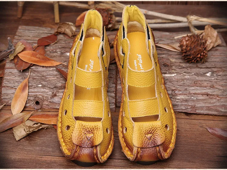 2017 Summer New Soft Bottom Flat Genuine Leather Women Shoes
