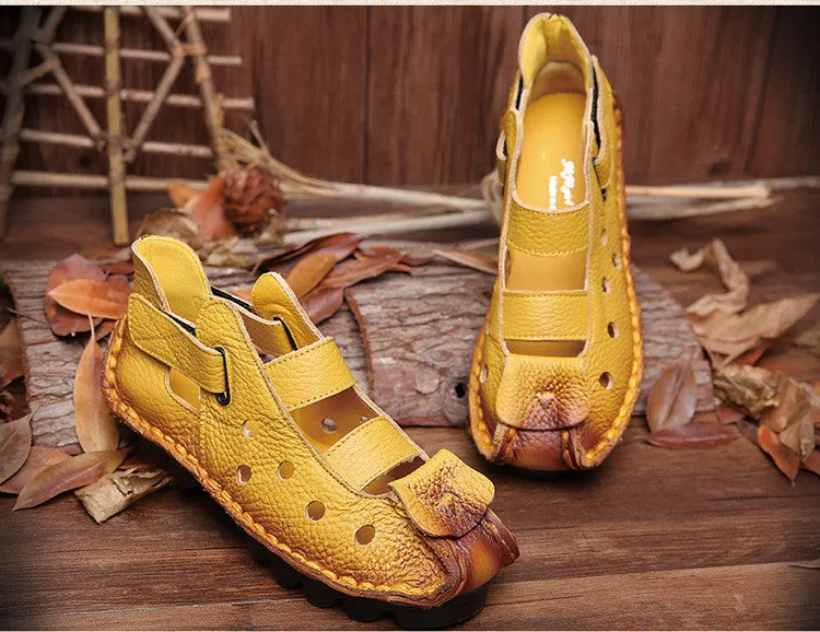 2017 Summer New Soft Bottom Flat Genuine Leather Women Shoes