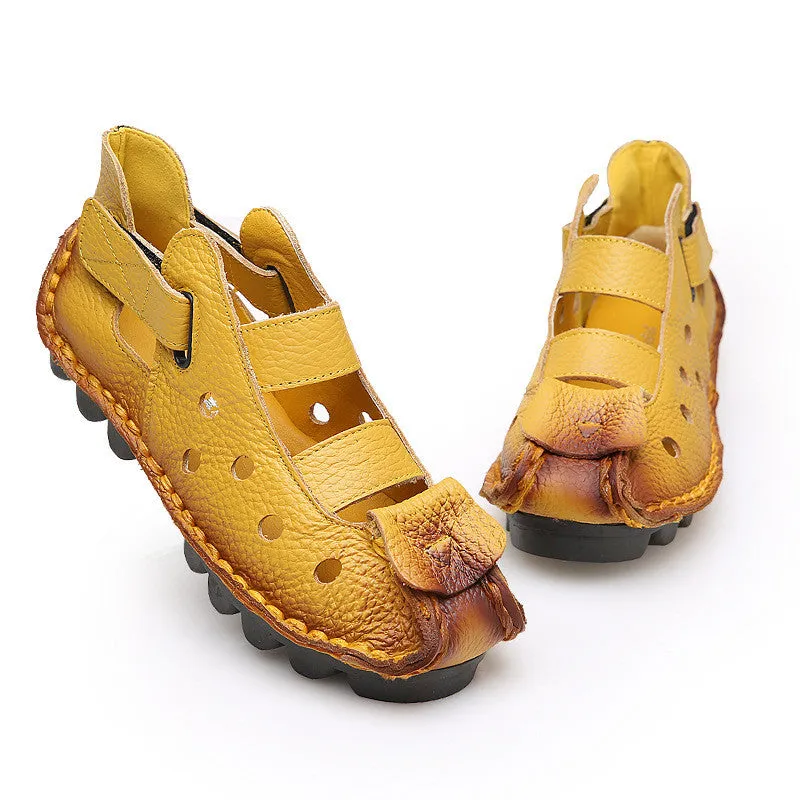 2017 Summer New Soft Bottom Flat Genuine Leather Women Shoes