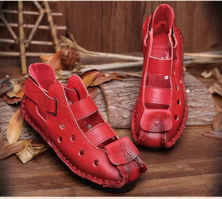 2017 Summer New Soft Bottom Flat Genuine Leather Women Shoes