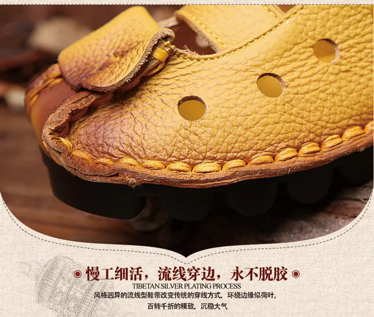 2017 Summer New Soft Bottom Flat Genuine Leather Women Shoes