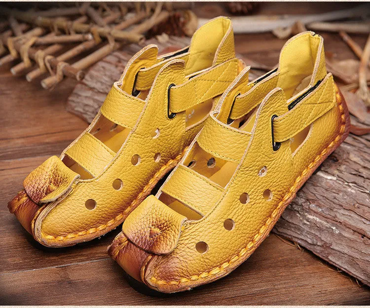 2017 Summer New Soft Bottom Flat Genuine Leather Women Shoes