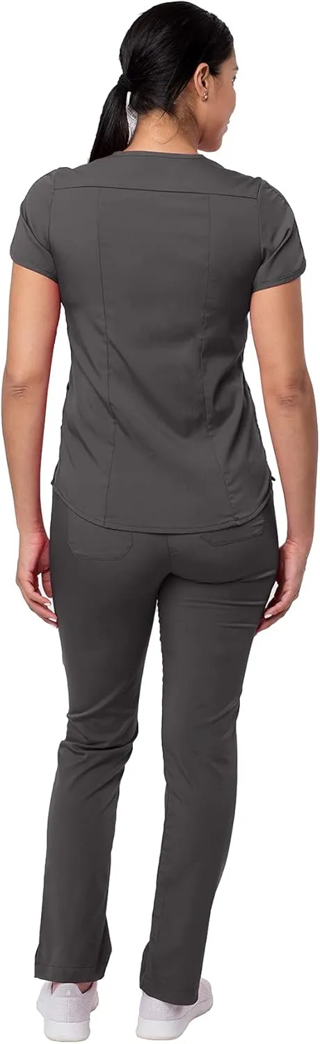 Adar Pro Core Classic Scrub Set for Women - Tailored V-Neck Scrub Top & Tailored Yoga Scrub Pants