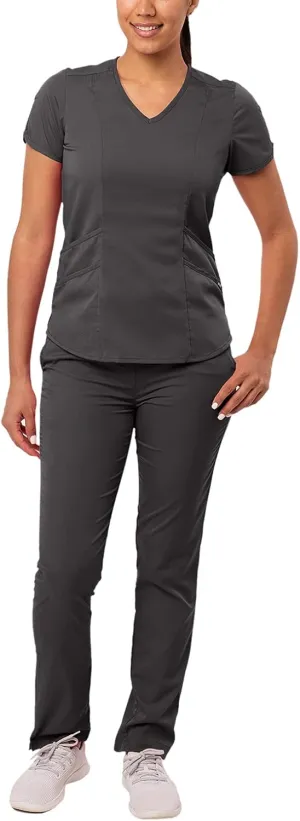 Adar Pro Core Classic Scrub Set for Women - Tailored V-Neck Scrub Top & Tailored Yoga Scrub Pants