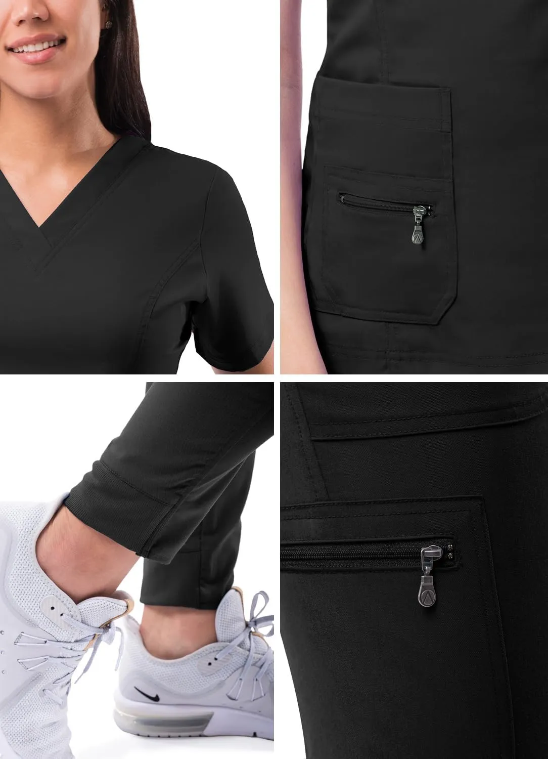Adar Pro Flawless Plus Scrub Set for Women - Elevated V-Neck Top & Jogger Scrub Pants