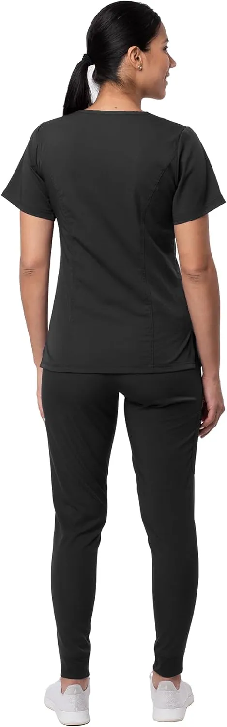 Adar Pro Flawless Plus Scrub Set for Women - Elevated V-Neck Top & Jogger Scrub Pants