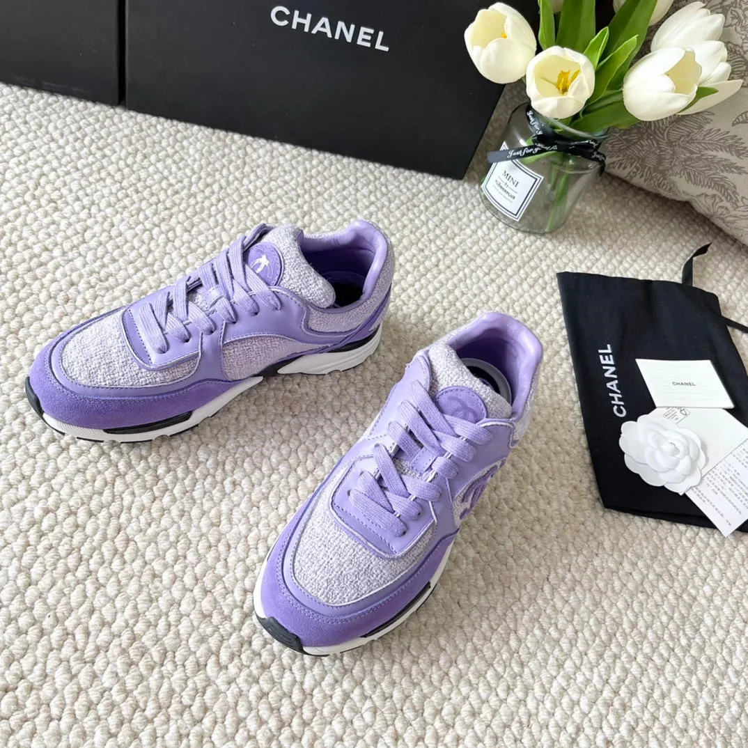 Affordable delivery fees Safe CHANEL IRIS PURPLE SNEAKER SUEDE AND WOOL IN TWEED
