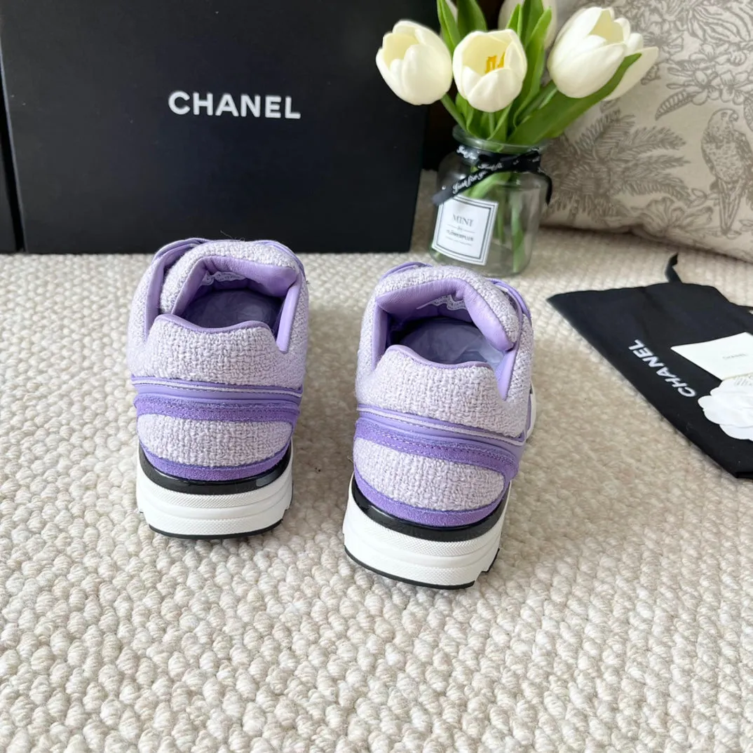 Affordable delivery fees Safe CHANEL IRIS PURPLE SNEAKER SUEDE AND WOOL IN TWEED
