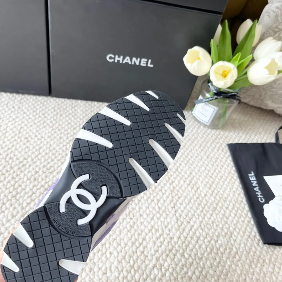 Affordable delivery fees Safe CHANEL IRIS PURPLE SNEAKER SUEDE AND WOOL IN TWEED