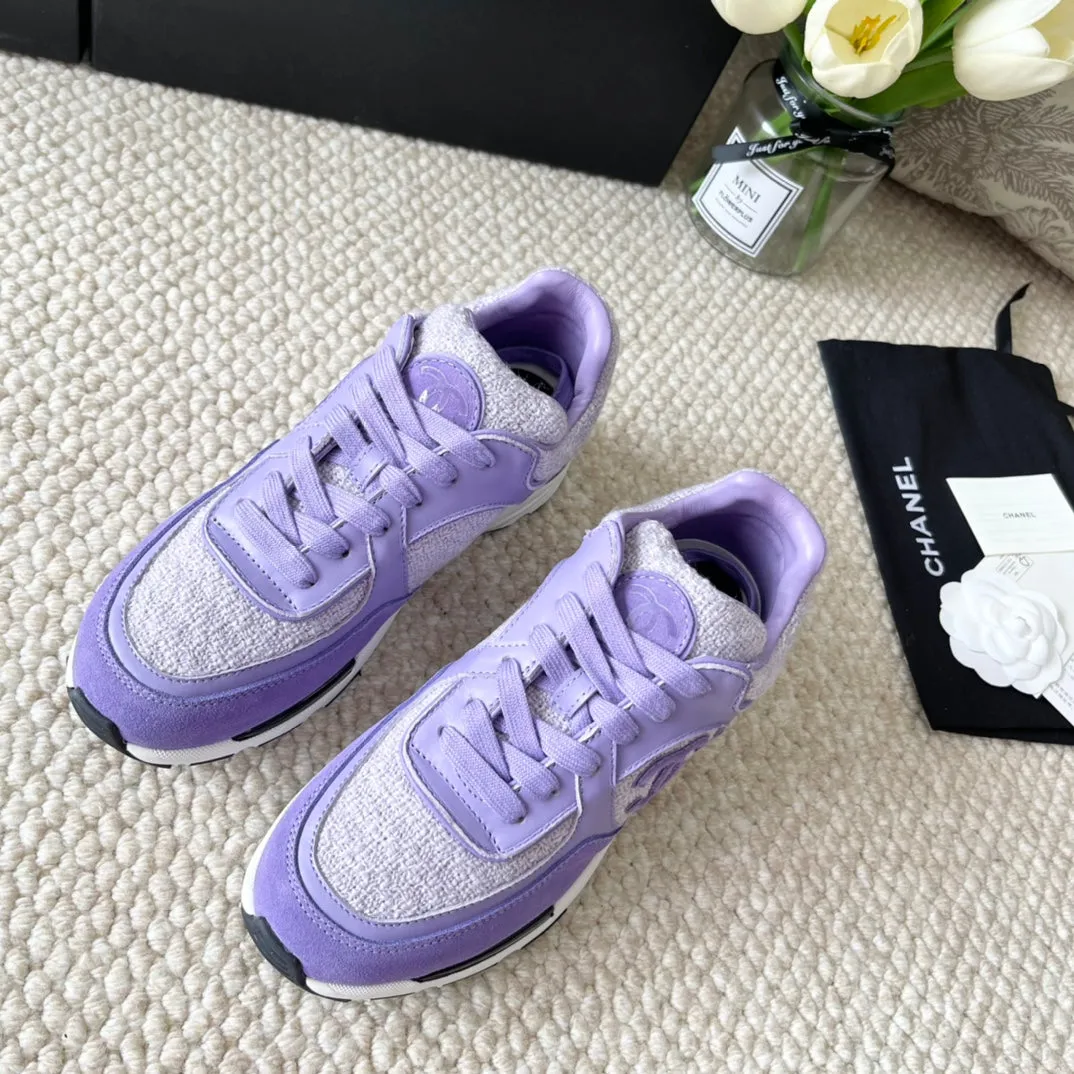 Affordable delivery fees Safe CHANEL IRIS PURPLE SNEAKER SUEDE AND WOOL IN TWEED