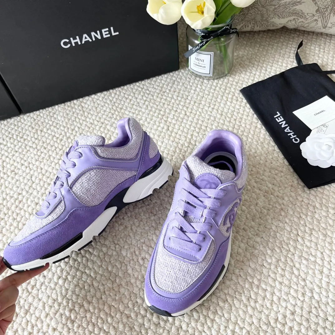 Affordable delivery fees Safe CHANEL IRIS PURPLE SNEAKER SUEDE AND WOOL IN TWEED