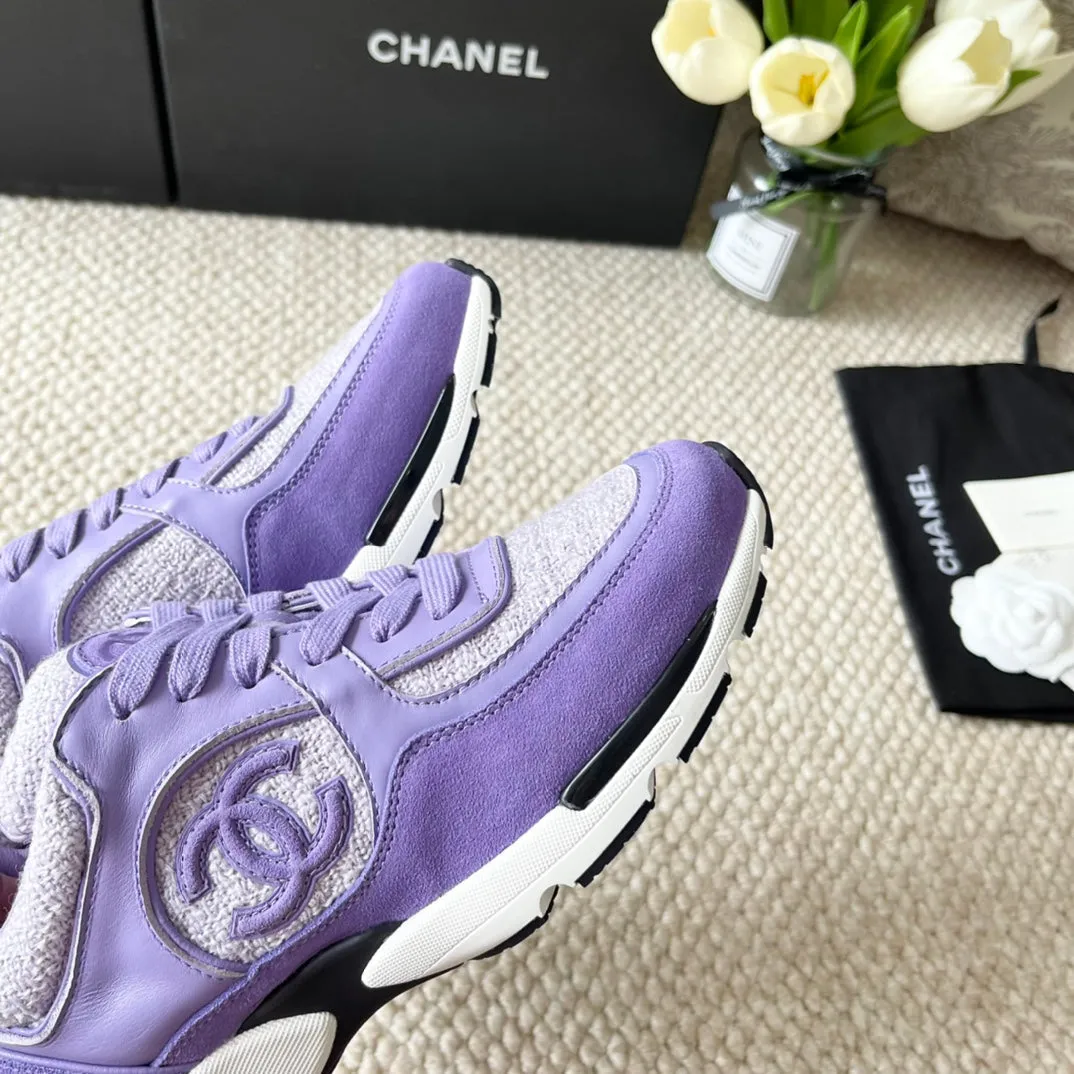 Affordable delivery fees Safe CHANEL IRIS PURPLE SNEAKER SUEDE AND WOOL IN TWEED