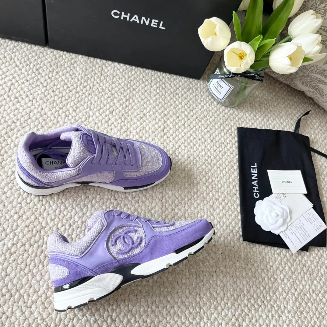 Affordable delivery fees Safe CHANEL IRIS PURPLE SNEAKER SUEDE AND WOOL IN TWEED