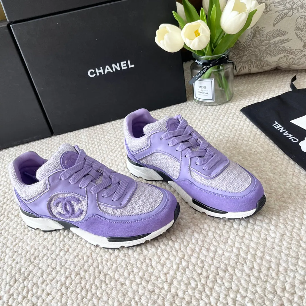 Affordable delivery fees Safe CHANEL IRIS PURPLE SNEAKER SUEDE AND WOOL IN TWEED