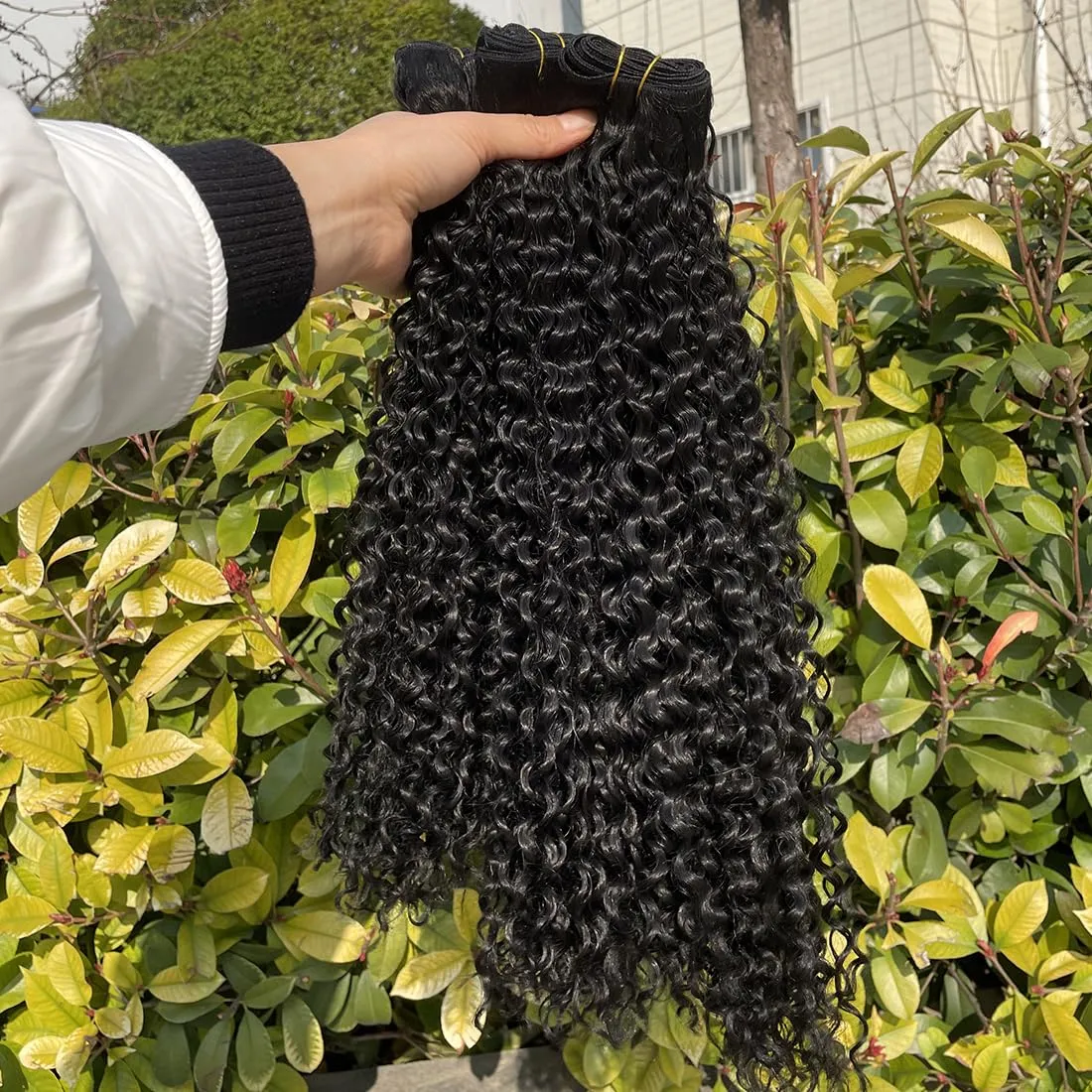 Afro Kinky Curly Synthetic Hair Weave 3 Bundles 18 20 22 Inches 300 Gram Jerry Curly Bundles High Temperature Fiber Hair Extensions for Black Women Color Black