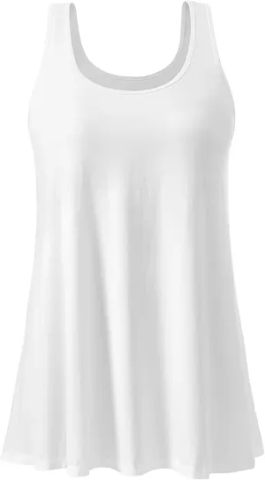Air Curvey Tank Tops for Women Build in Bra Casual Flowy Tank Pleated Loose Fit S-XXXXL
