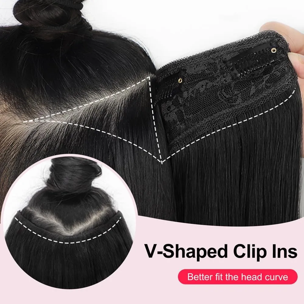 ALXNAN Clip in Hair Extensions, Black Long Wavy Hair Extensions for Women Clip Ins Soft Full Head Synthetic Hairpieces 20 Inch