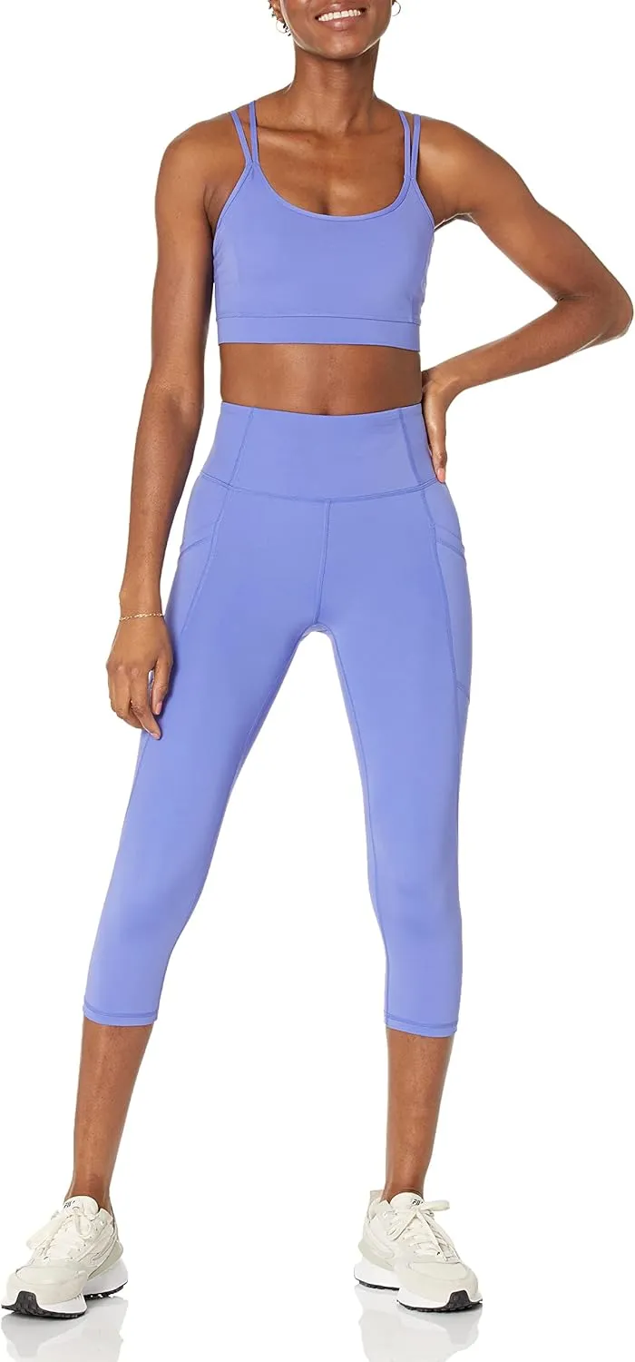 Amazon Essentials Women's Active Sculpt Workout Athleisure High Rise Capri Leggings with Pockets (Available in Plus Size)