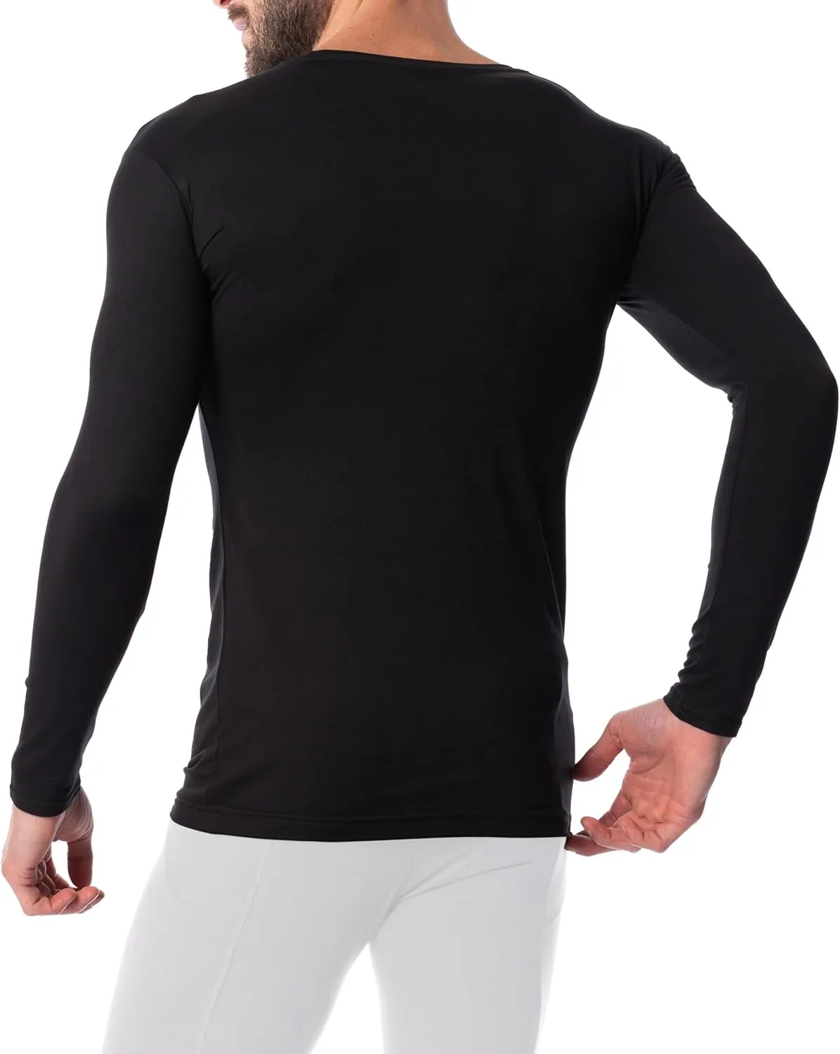 AMERICAN HEAVEN Men's 3 Pack Base Layer Long Sleeve Thermal V Neck Top | Soft & Lightweight Fleece Lined Shirts
