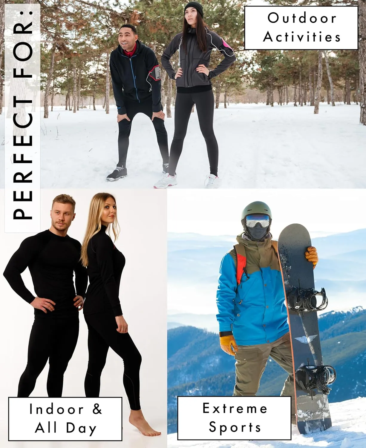 AMERICAN HEAVEN Men's 3 Pack Base Layer Long Sleeve Thermal V Neck Top | Soft & Lightweight Fleece Lined Shirts