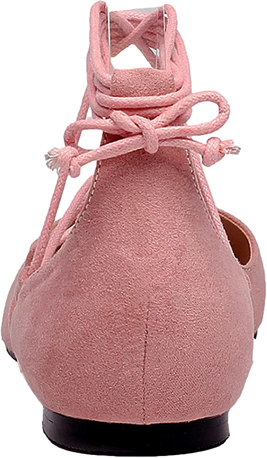 ANUFER Women Soft Faux Suede Flat Pointed Toe Pumps Fancy Cross Lace Up Ballerinas Shoes