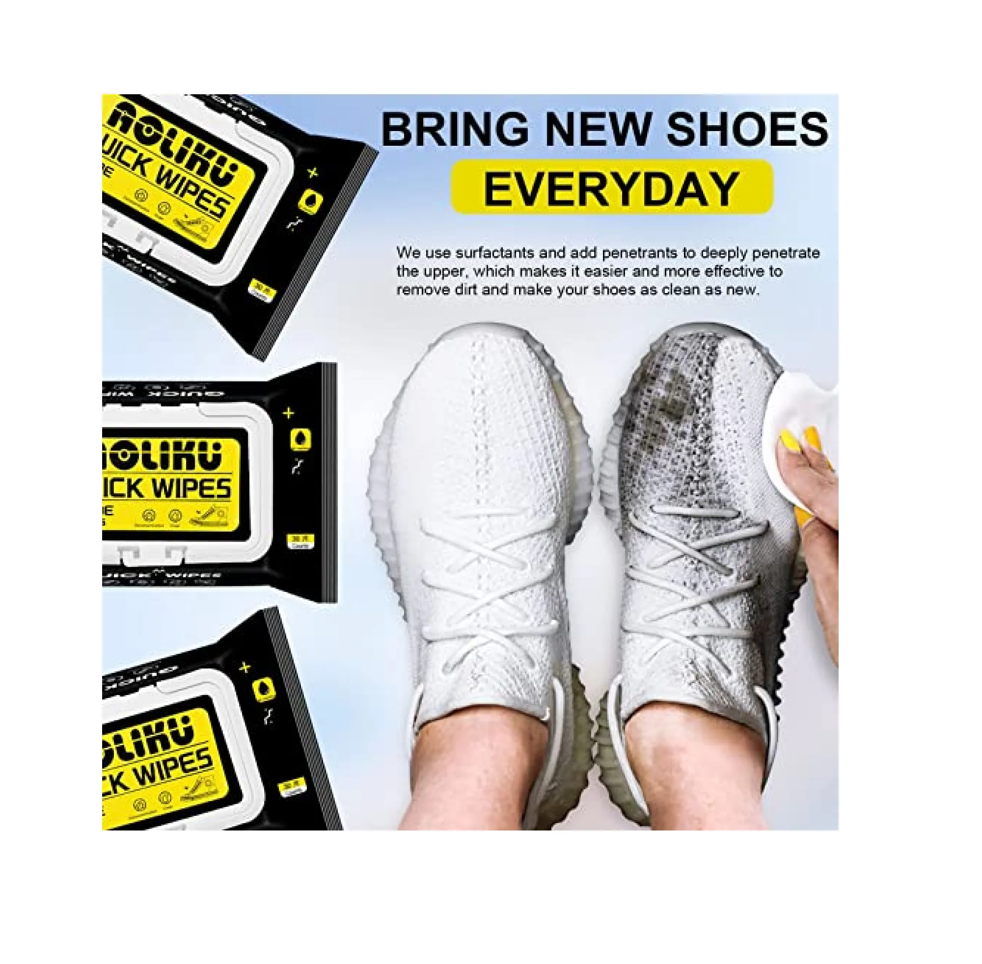 AOLIKU Shoe Wipes 30 Pcs Super Cleaning Sneaker Wipes Cleaner Quick Wipes Disposable