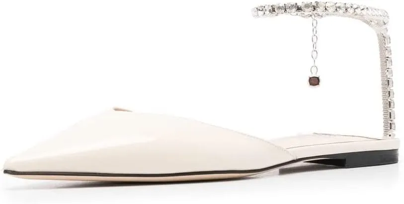 Arqa Women's Ballet Flat Crystal Ankle Strap Low Heels Dressy Comfortable Flats Shoes