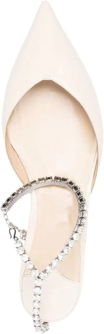 Arqa Women's Ballet Flat Crystal Ankle Strap Low Heels Dressy Comfortable Flats Shoes