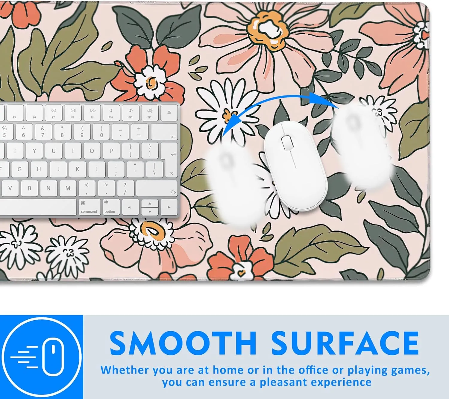 Art Colorful Florals Extended Large Mouse Pad,Large Gaming Mouse Pad,Extended Big Desk Mat Keyboard Pad,Waterproof Non-Slip Desk Mat for Home Office and Gaming 35.4x15.7 Inch