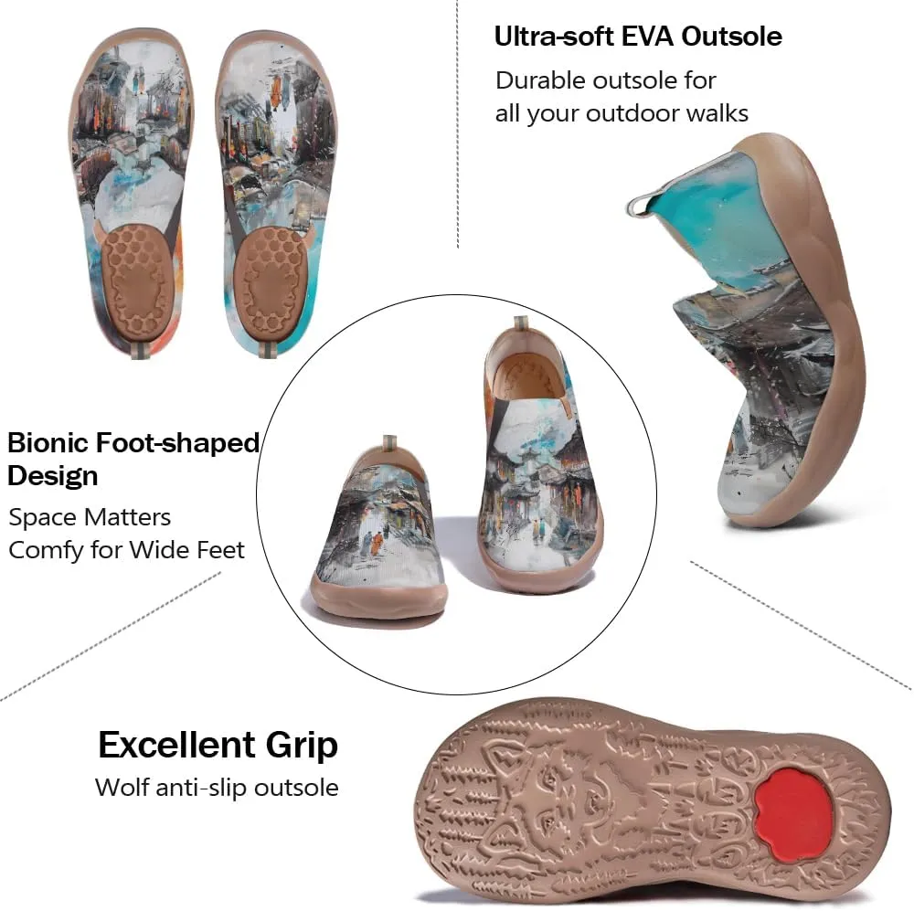 Art Painted Shoes for Women Knit Casual Flats Slip On Loafers Lightweight Travel Sneaker