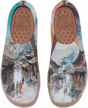 Art Painted Shoes for Women Knit Casual Flats Slip On Loafers Lightweight Travel Sneaker