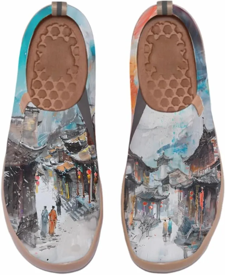 Art Painted Shoes for Women Knit Casual Flats Slip On Loafers Lightweight Travel Sneaker