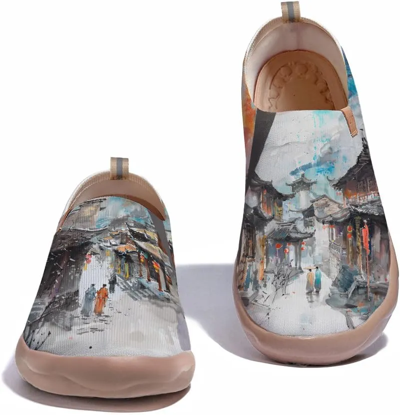 Art Painted Shoes for Women Knit Casual Flats Slip On Loafers Lightweight Travel Sneaker