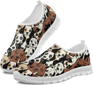 Art Pattern Walking Shoes for Women Slip On Casual Mesh Loafers Lightweight Comfort Ladies Fashion Sneaker for Outdoors Black US Size 5.5-11.5